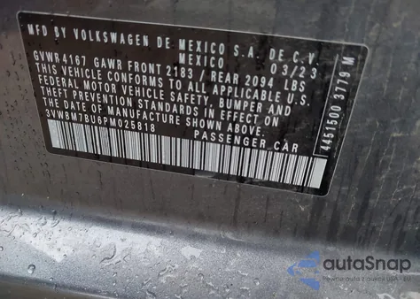 2023 Volkswagen Jetta 1.5T Sport from USA, damaged, VIN 3VWBM7BU6PM025818